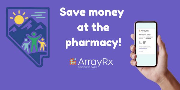 Graphic for the ArrayRx discount prescription card with logo and website ArrayRxCard.com